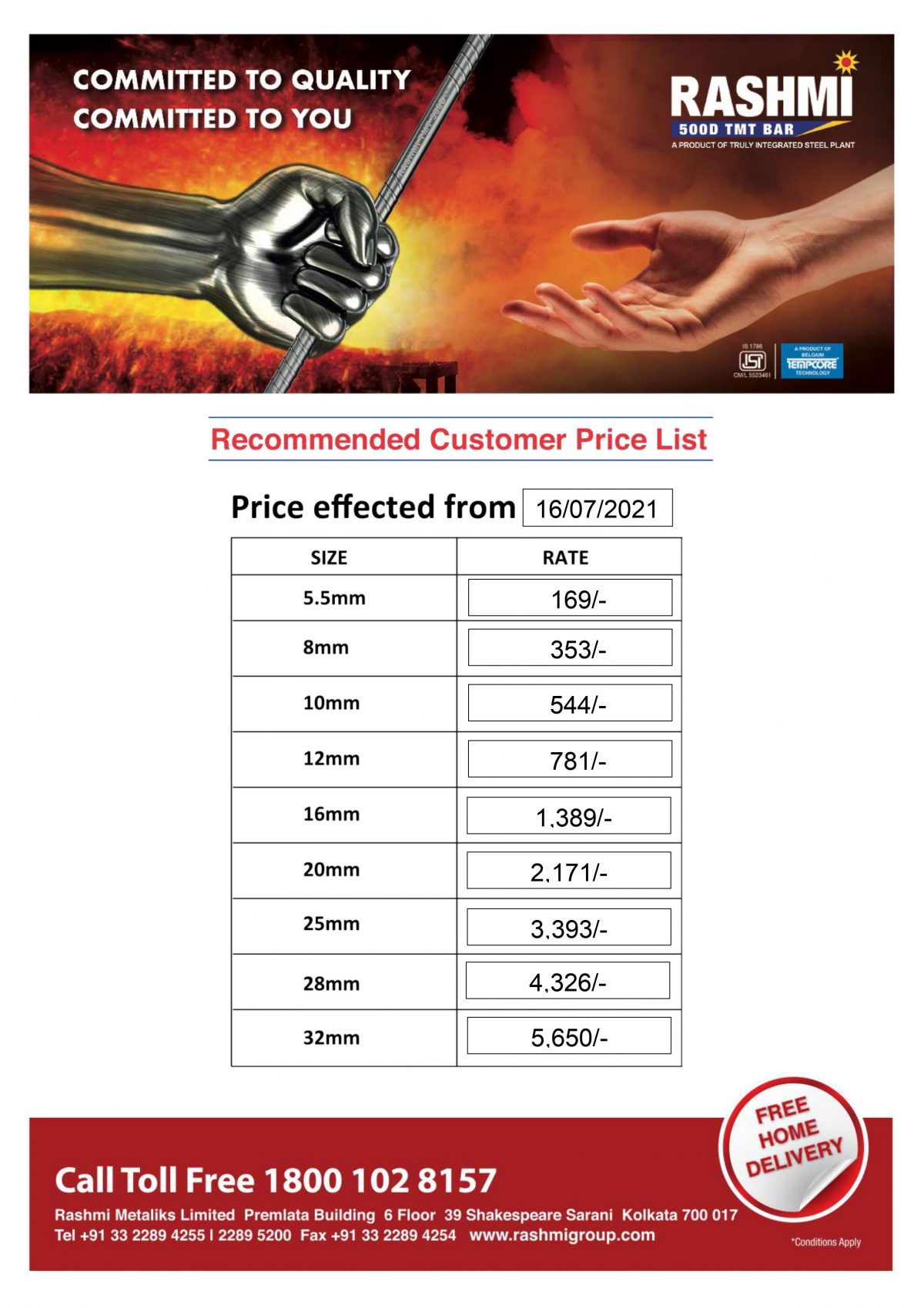 TMT bar manufacturing company in kolkata Rashmi Group